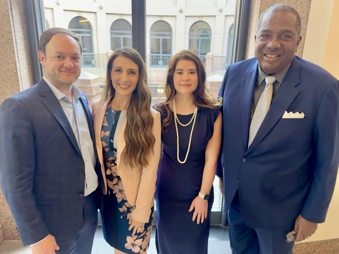 Paul and Maria Mecca with Ashley Morgan of THLN and Senator Royce West at the Texas Capitol